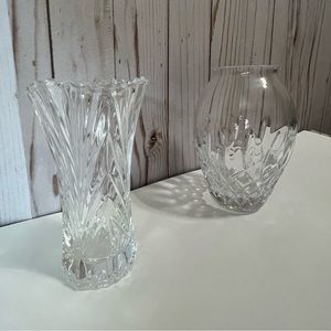 Two Crystal Bud Vases